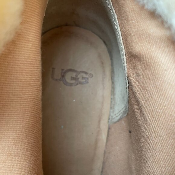 UGG Brown Suede and Wool Lace Up Heeled Boots - Picture 7 of 8